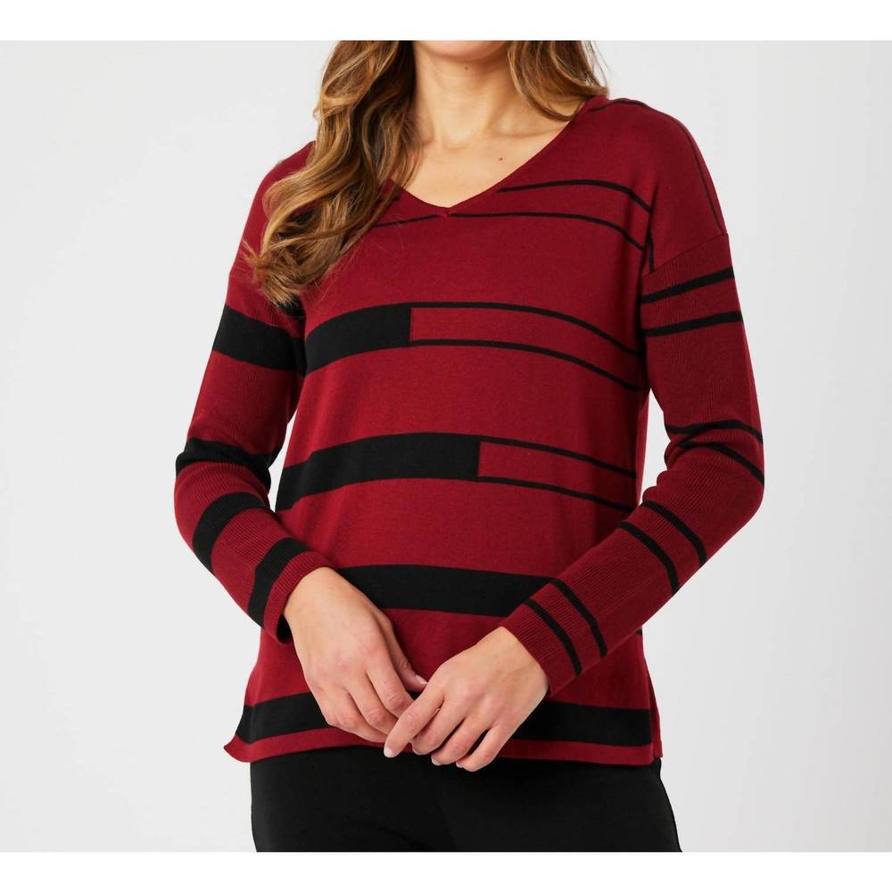 NEW ANGEL APPAREL v-neck sweater in wine/black